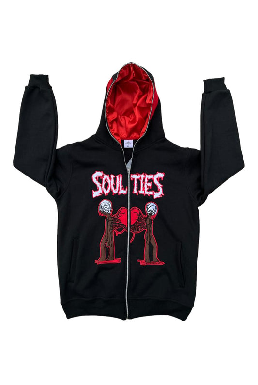 INFLUENTIAL 'SOULTIES' FULL-ZIP BLACK AND RED